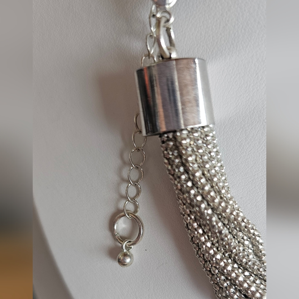 Mesh Multi Layer Silver Necklace - image 5